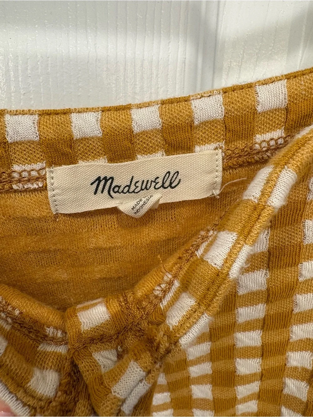 Madewell Gingham Button-Front Sundress in Mustard - Picture 3 of 3